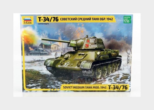 1:35 Zvezda Kampfpanzer T-34/76 Tank Military 1942 Kit ZS3686 Modellbau-image