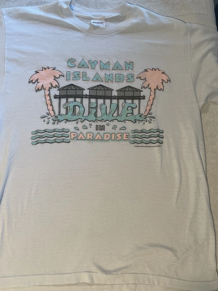 Camiseta De Colección 1988 Hecha en Estados Unidos Islas Caimán GRANDE Punto Único Stedman Años 80 Foto 2 de 4