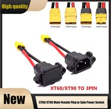 XT60 XT90 Male Female to 3-Pin Power Cable for Ebike Battery Charger SUK