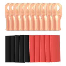 1/0 Gauge -3/8 M10 Battery Cable Lugs, 0 Gauge Heavy Duty Copper Ring Terminals