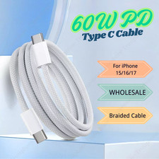 For iPhone15 16 17 18 USB-C to USB-C Cable Fast Charger Lot Type C Charging Cord
