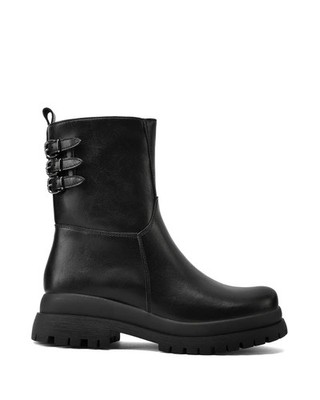 Women's Queen Helena Ankle Boots X33-98 - Black Side Buckles