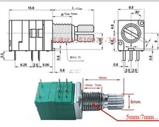 Taiwan S3w B50K A20K Sealed Dual Gang Stereo Volume Potentiometer Switch Knob