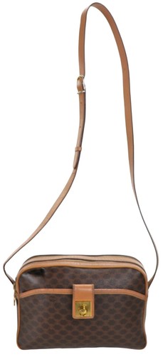 Authentic CELINE Classic Brown Macadam Leather Shoulder Crossbody Bag Italy