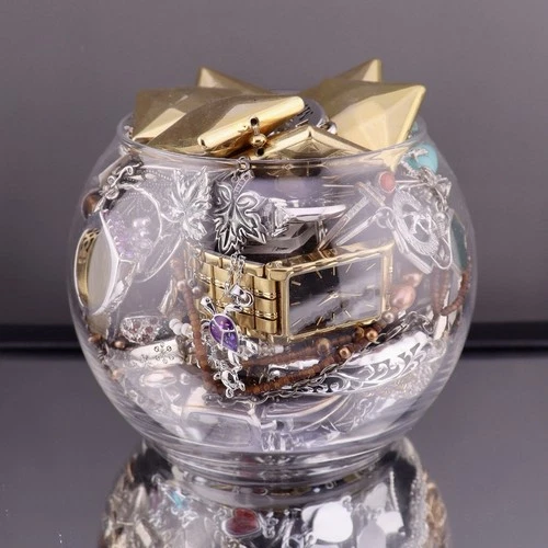 Vintage Costume Jewelry Jar Mixed Lot 2.12 lbs Necklaces Rings Earrings