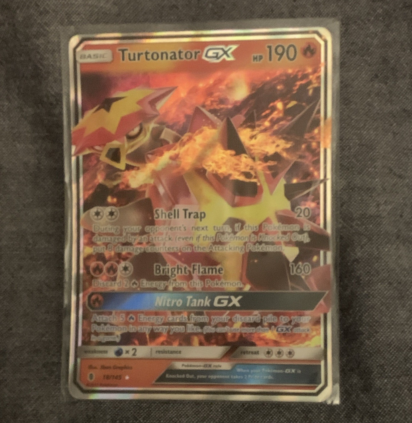 Pokemon TCG Turtonator GX 18/145 SM-Guardians Rising Ultra Rare Holo Full Art