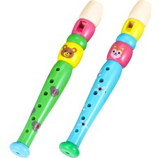 2 Pieces Small Wooden Recorders for Kids, Piccolo Flute Six-Hole Flute Learni...