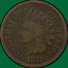 1875 Indian Head Cent Good G Coin, Scratch #39713