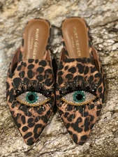 Kurt Geiger London Olive Eye Embellished Mules. leopard print design . Size 38.5
