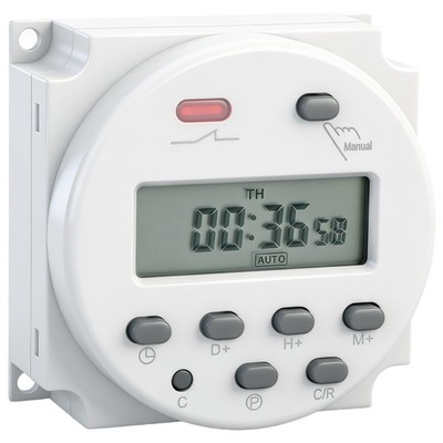 Weasch Timer Switch, DC/AC 12V 16Amp, Programmable Time AC/DC 12V, Gray