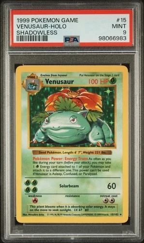 Pokémon Venusaur PSA 9 015/102 Base Set (Shadowless) Holo New Cert