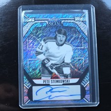 2025 Leaf Metal Blue #BA-PS2 Pete Stemkowski Auto #'d 2/4, Rangers, Blue Shimmer