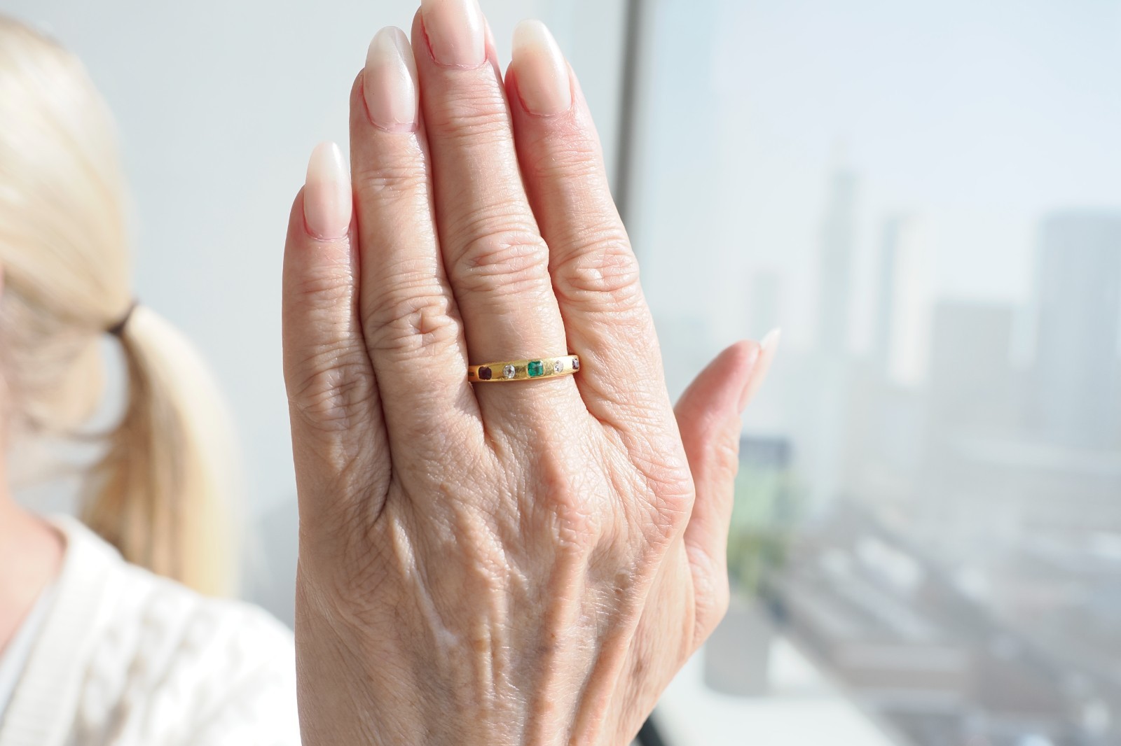 Victorian, Emerald, Ruby and Diamond stacker ring - image 3