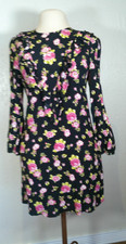 Zara Dress Women Mini ss26 Black Pink Floral Ruffled Long Sleeve Small Short