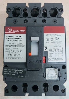 GE CURRENT LIMITING CIRCUIT BREAKER  SELA36AT0030  30 AMP 3 POLES W/30A PLUG IN