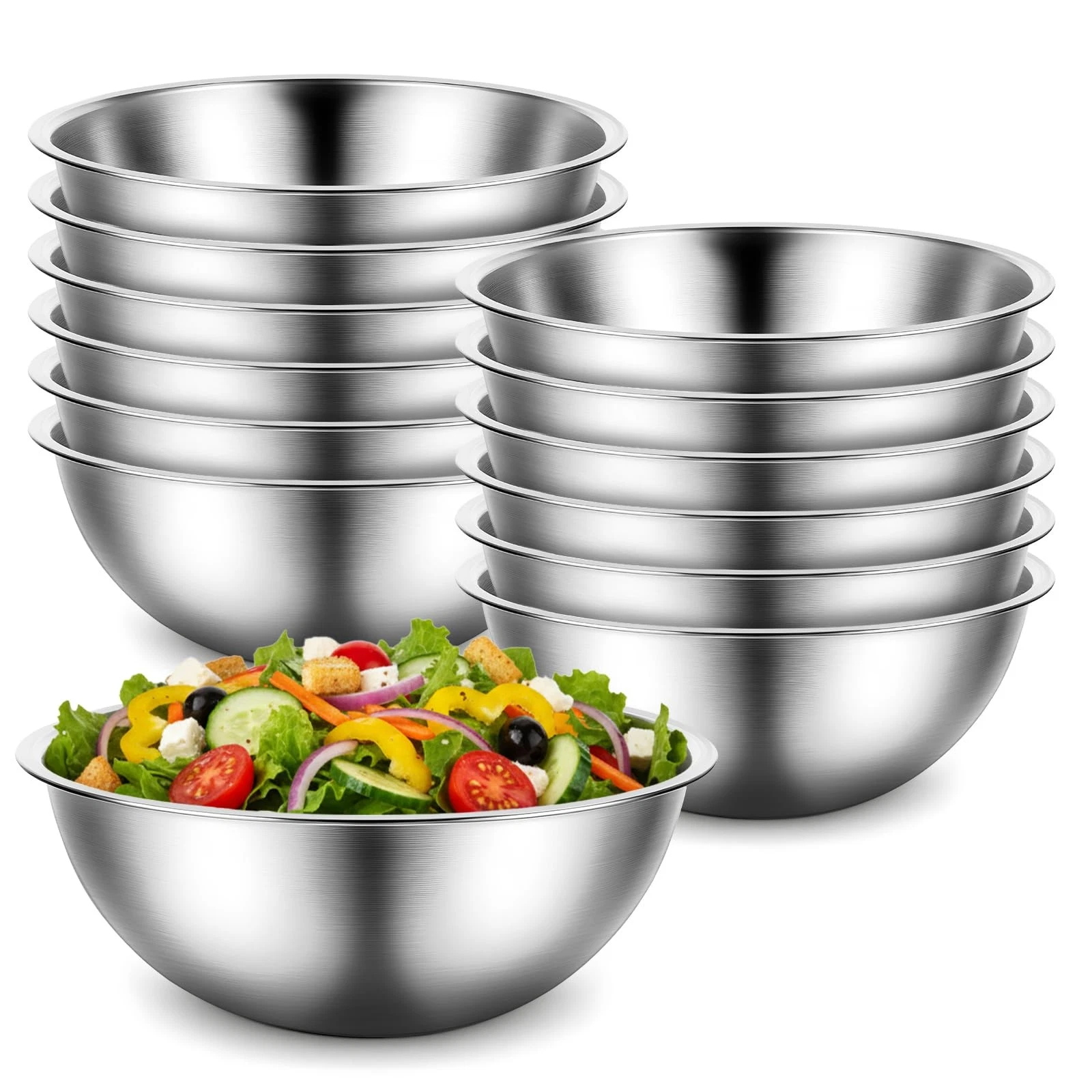 12 Pcs Stainless Steel Mixing Bowls with Graduations, Stainless Steel Bowls, ...