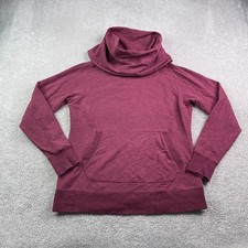 LL Bean Womens Sweatshirt Large Pink Cozy Cowl Neck Pullover Thumbholes Sweater