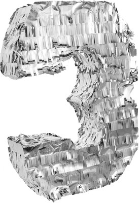 Goodtimes Pinata Zahl 3 in Silber 40cm zu Geburtstag Hochzeit Party