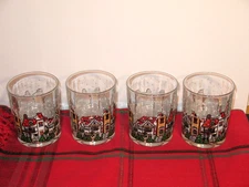 LUMINARC D'ARQUES DUBLIN 1992 CHRISTMAS HOLIDAY VILLAGE ROCKS GLASSES SET OF 4