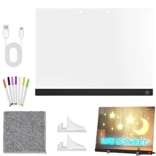 LED Message Note Board with Colors, Acrylic Dry Erase Board w/ 7 Pens for FAST