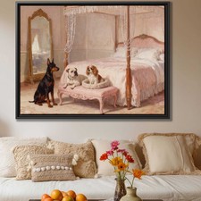 Doberman Canvas Print Dog Artwork Oil Painting Living Room Dog Decor Wall Art