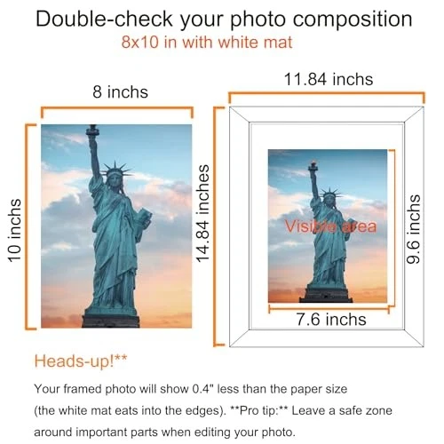 Juego de 10 marcos de fotos SESEAT 11x14, fotos de exhibición 8x10 con tapete o 11x14 Foto 3 de 4