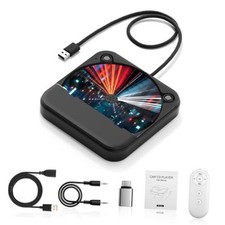 External Portable CD Player for Car, Plug and Play Car CD Player with USB Black