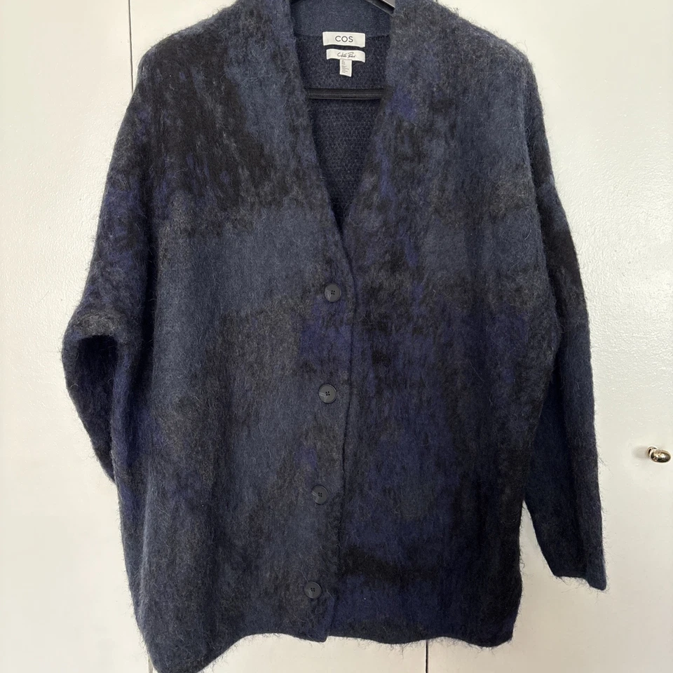 NUEVO SIN ETIQUETAS COS Jacquard suave mezcla de alpaca y lana cárdigan de gran tamaño talla L Foto 4 de 4