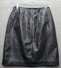 Maxima Wilsons Pencil Skirt Womens 4 Black Leather Vent Back Zipper 90s Y2K