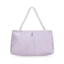Evening Bag Women Wedding Party Handbag Small Dressy Formal Purse Pleated Sat...