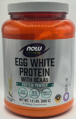 Now Sports Egg White Protein Powder W BCAAs ~ CREAMY VANILLA ~ EXP 7/26 ~ 680g
