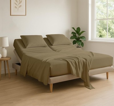 Sheet Set King 78 x80 +34 Split Flex Head Breathable Cotton Black Adjustable