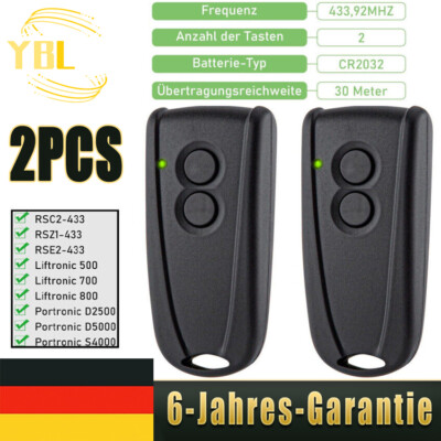 2 Stück Garagenöffner-Fernbedienung für EcoStar RSC2-433 RSE2-433 Tor Handsender
