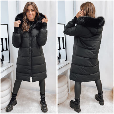 Damen Lang Steppjacke Wintermantel Winterjacke Wärmejacke Mit