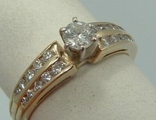 14 karat diamond engagement ring - 14K gold round diamond engagement ring 14 Kt