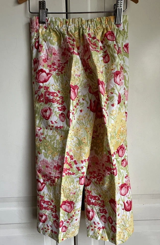 Hartstrings Pant Girls 6X Pink Yellow Floral Cotton - Image 3 of 4