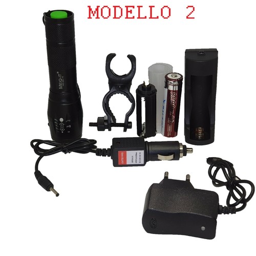 TORCIA LED T6 RICARICABILE USB ZOOM SOS BATTERIA 18650 FARO BICI LUCE FUCILE SOS - Picture 23 of 28
