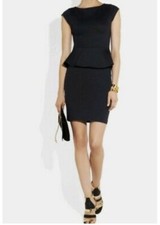 Alice + Olivia Employed Peplum Dress Size 6 Black Fitted Cap Sleeve Career