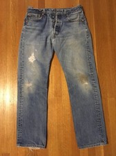 Vintage Levi's 501 Button Fly Jeans USA Made Men's 33x33 Heavily Distressed #1