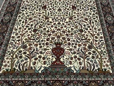 SIGNED SAFIRI HIGH KPSI 60+ RAJ TREE OF LIFE RUG KORK WOOL_SILK ACCENT 5.10x8.8