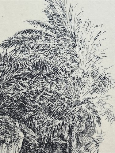 Vintage Arabic Lithograph Print Sketch S.S. HALELA OMAN 1979 16” X 20” - Picture 7 of 11