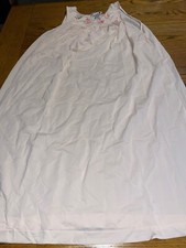 Vintage Shadowline Long Pink All Nylon Nightgown W/Embroidery - Size S