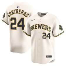 Milwaukee Brewers William Contreras Nike Cream 2025 Official MLB Limited Jersey