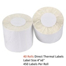 40 Rolls Direct Thermal Shipping Labels 4x6 450/Roll For Zebra Eltron ZP450 2844