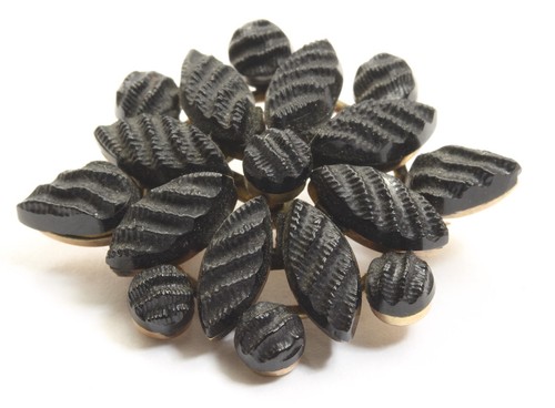 Antique Victorian Gold Filled Black Crepe Stone Mourning Brooch Pin