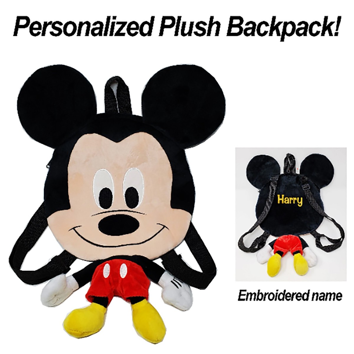? Unique Psychedelic - 3D - “Tuxedo Mickey” Mouse Plush - Black Tote - Backpack Disney Mickey Mouse Mini Backpack with 3D Ears and Logo  main image 3
