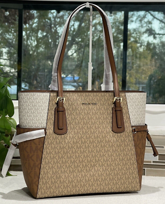 MICHAEL KORS VOYAGER LARGE EW TOTE SHOULDER BAG LAPTOP CAMEL BROWN
