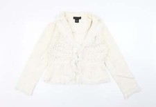 Silk Blend Land Womens Ivory Jacket Size 6 Hook & Eye