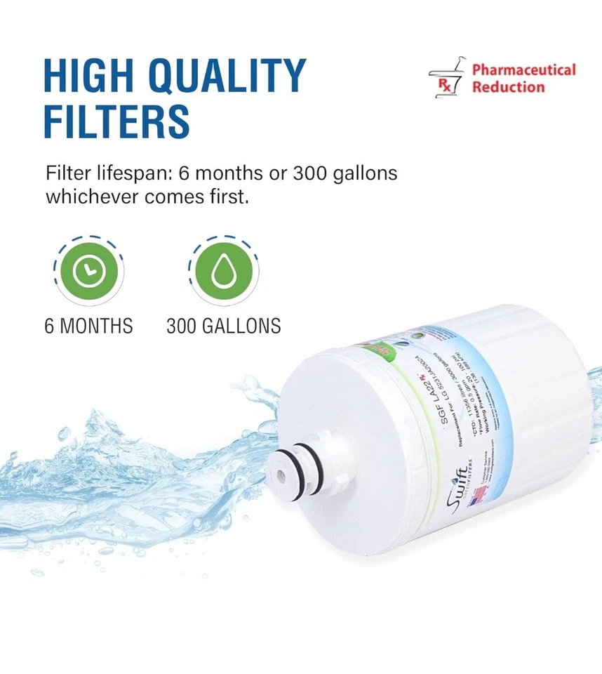 Swift GREENFILTERS Refrigerator Filter SGF-LA22, REPLACEMENT FOR LG 5231JA2002A - Image 2 of 4