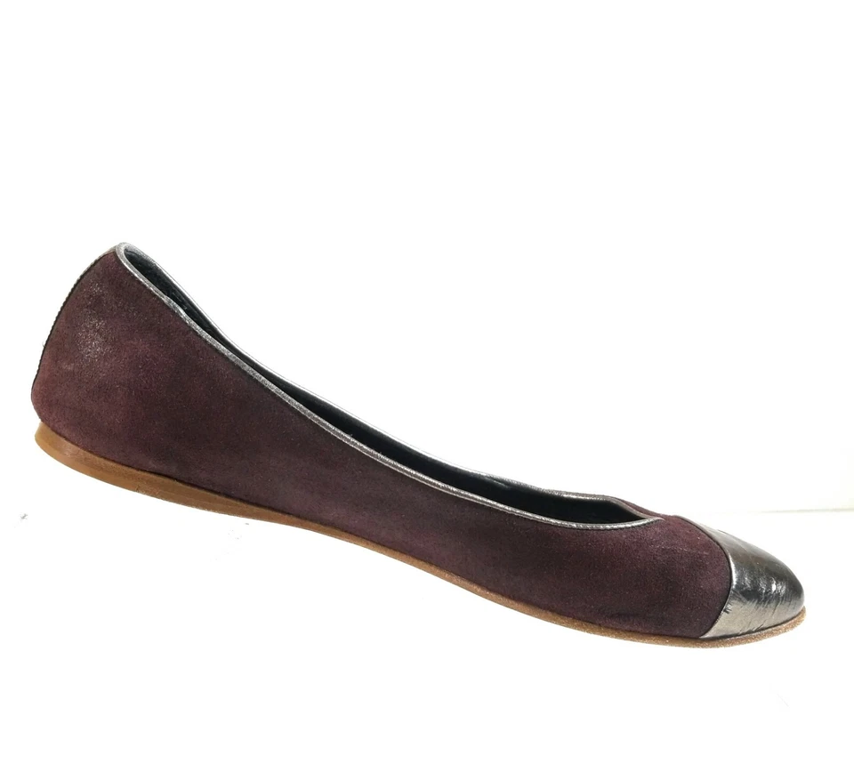 Zapatos planos de ballet Rag & Bone para mujer de cuero borgoña gamuza punta talla 38,5 Foto 3 de 4